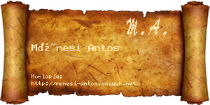 Ménesi Antos névjegykártya